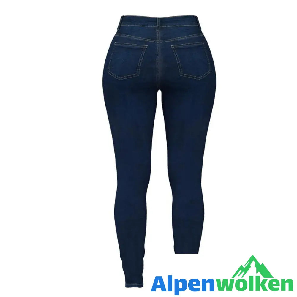 Alpenwolken - Zweireihige Röhrenjeans mit hoher Taille