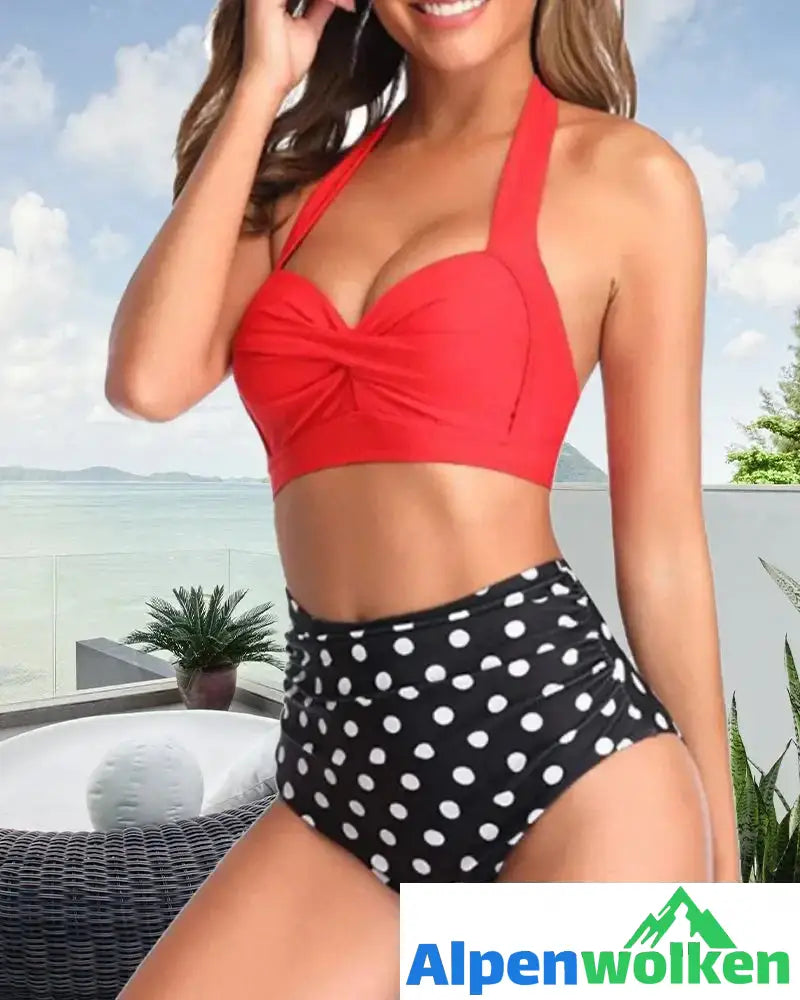 Alpenwolken - Zweiteiliges Badeanzug-Bikini-Set mit sexy Print Rot