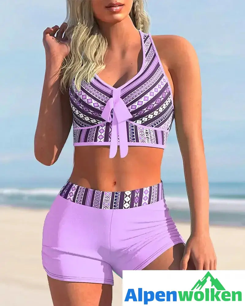 Alpenwolken - Zweiteiliges Bikini-Set mit Aufdruck Violett