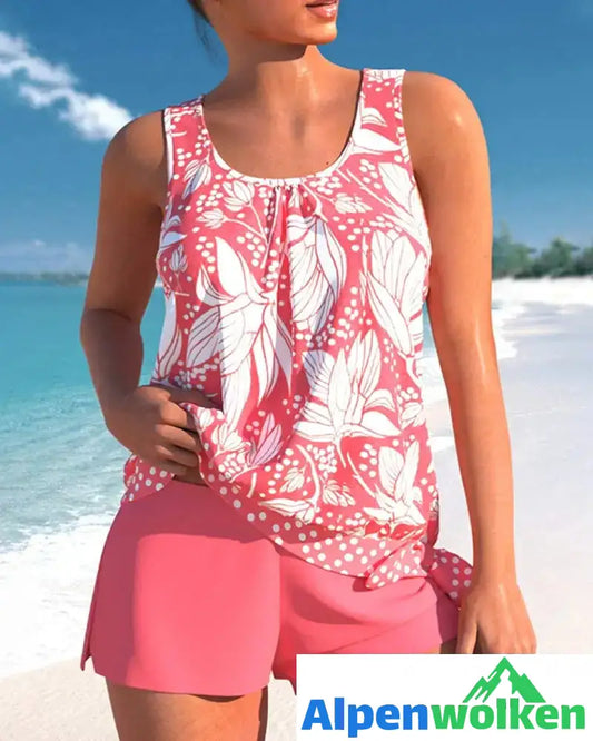 Alpenwolken - Zweiteiliges Tankini-Set mit Blumendruck