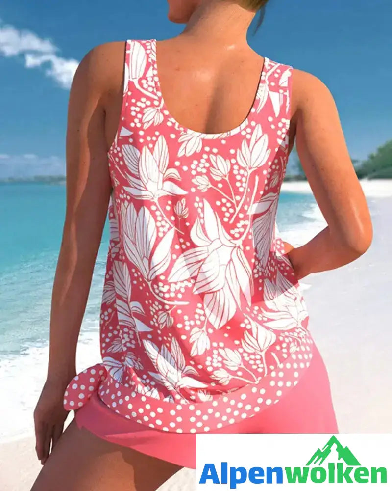 Alpenwolken - Zweiteiliges Tankini-Set mit Blumendruck